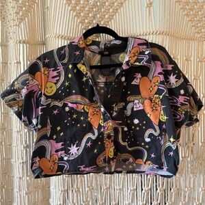 Nooworks crop top. Size XL. Fun print